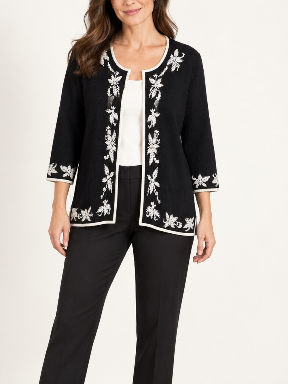Vintage Victor Costa Occasion Black Beaded Embroidered Cardigan Size S
